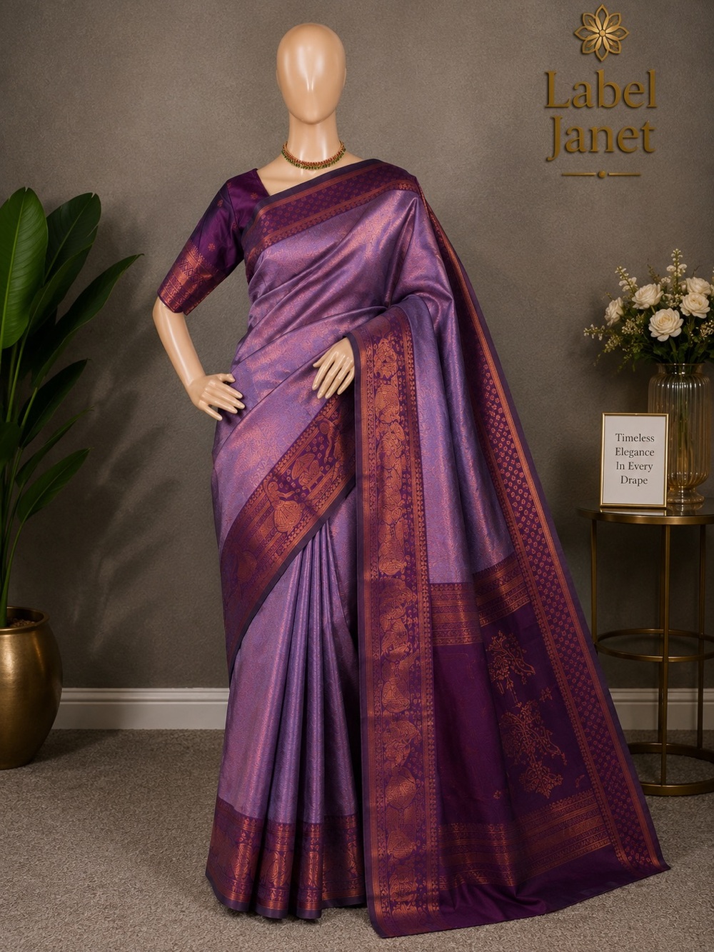 Purple and Copper silk saree & stitched blouse (Brand new)